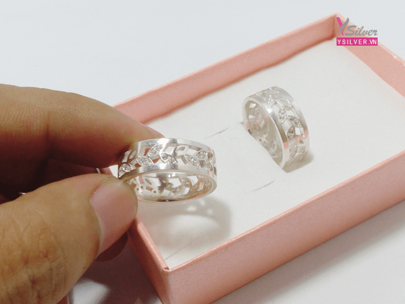  Nhẫn bạc cặp vòng lá - Leaf Line