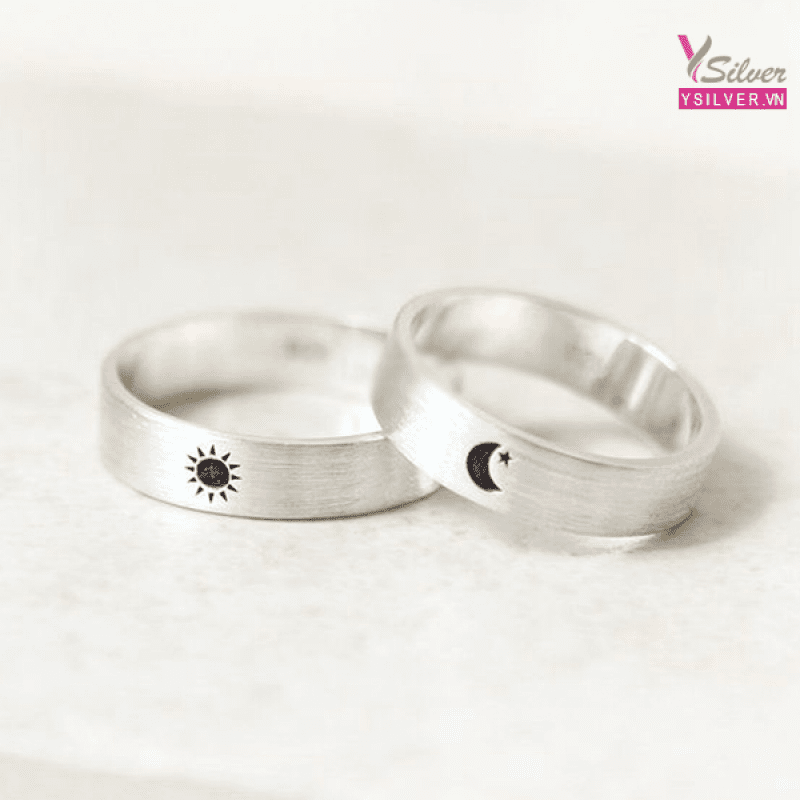  Nhẫn bạc cặp mặt trăng và mặt trời - Moon & Sun